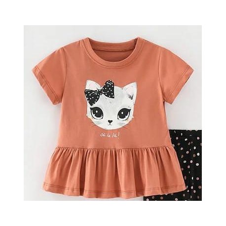 Ribbon Cat Girl Short Sleeve T-Shirt