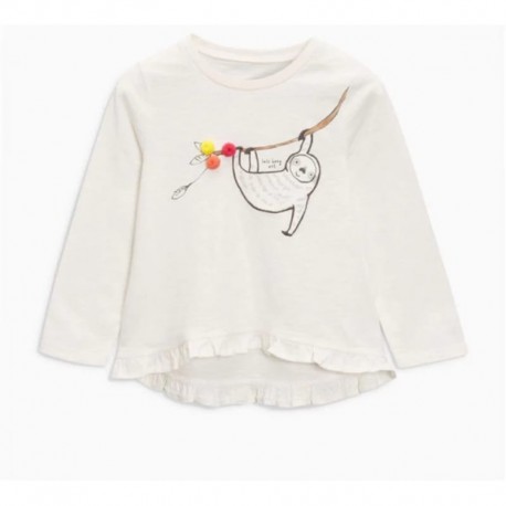 White Sloth Girl Long Sleeve T-Shirt