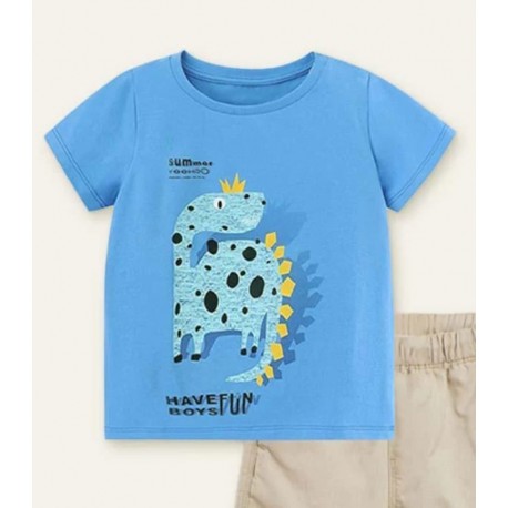 Blue Dino Boy Short Sleeve T-Shirt