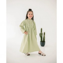 Sage Lovely Pleated Embroidery Gamis
