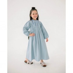 Blue Lovely Pleated Embroidery Gamis