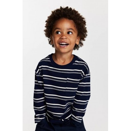 Black Stripe Pocket Boy Long Sleeve T-Shirt