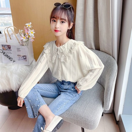 White Pretty Ruffle Lace Top