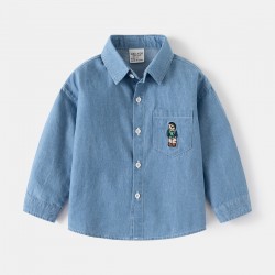 Light Blue Bear Denim LS Shirt