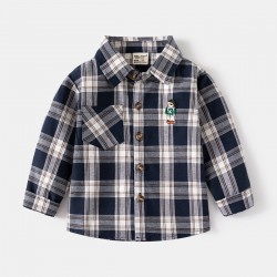 Black Plaid Bear LS Shirt