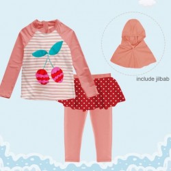 Cherry Stripes Swimsuits+Hijab