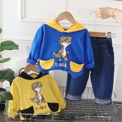 Blue Hoodie T-Rex Set Denim Pants