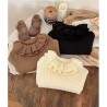 Brown Double Ruffle Collar Knitted Top