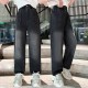 Dark Grey Trapezoid Washed Jeans