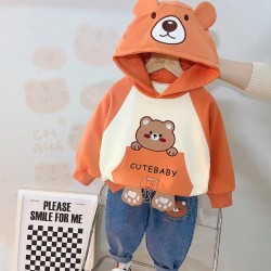Bricks Cute Bear Hoodie Top Set Jeans