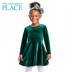 Place Green Velvet Long Sleeve Dress