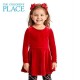 Place Red Velvet Long Sleeve Dress