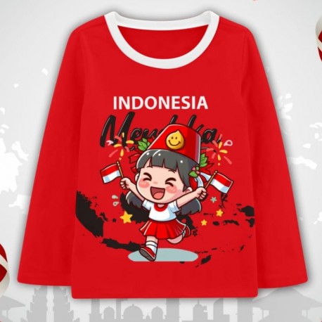 Red Indonesia Merdeka Girl LS T-Shirt