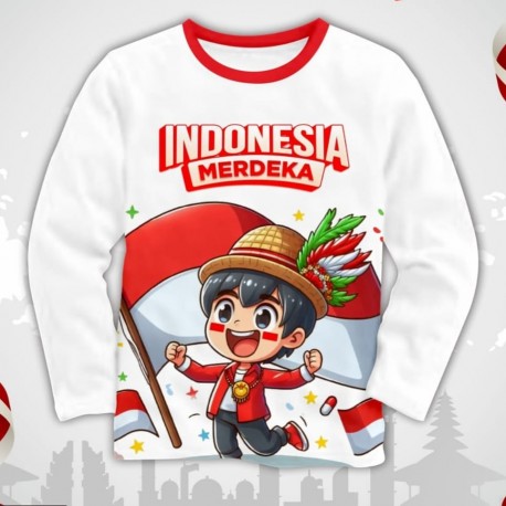 White Indonesia Merdeka Hat LS T-Shirt