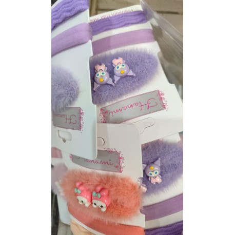 3in1 S@nrio Fur Hair clips Hairbands