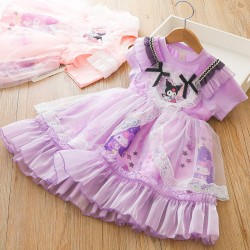 Purple Kur0mi Lace Ruffle Dress