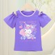 Purple Sanrio Off Shoulder Ruffle Top