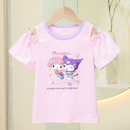Pink Sanrio Off Shoulder Ruffle Top