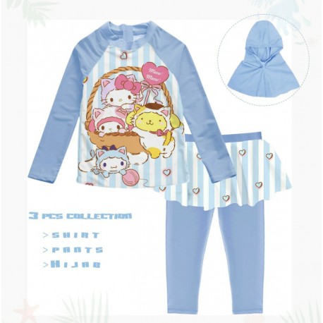 3in1 Blue S@nrio Swimsuits + Hijab