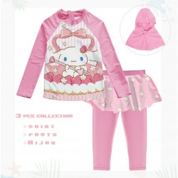 3in1 Pink C1nnamorol Swimsuits + Hijab