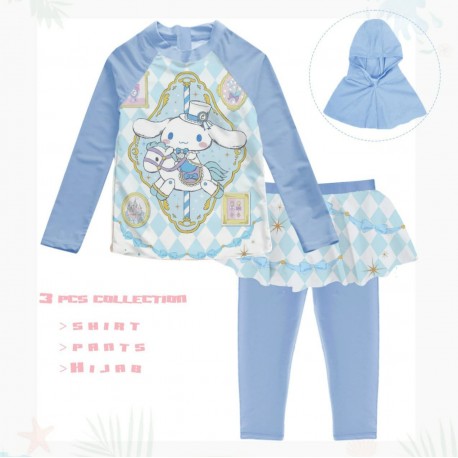 3in1 Blue C1nnamorol Swimsuits + Hijab