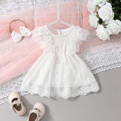 2in1 White Lace Dress +Headband