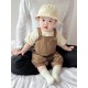 Korean Cream Top Set Brown Overalls