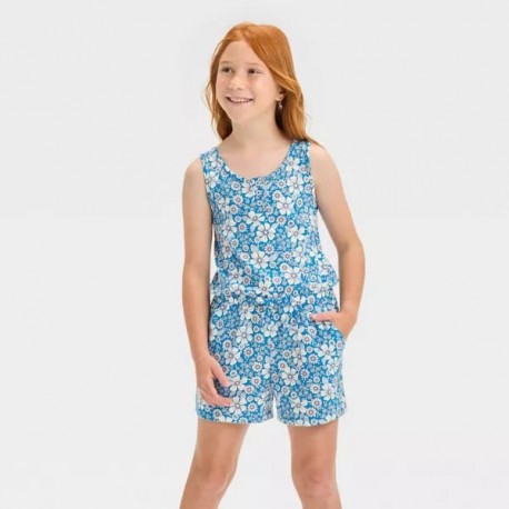 C&J Blue Floral Jumpsuit