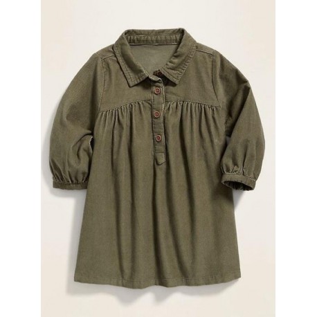 OldNavy Army Baby Corduroy LS Dress