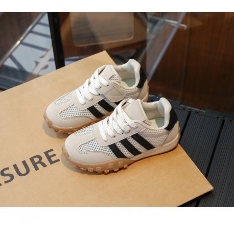 Beige Three Stripe Retro Shoes