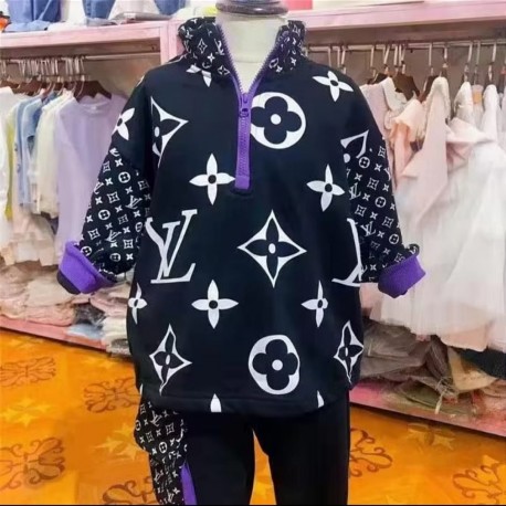 Black Purple Top Set Pants