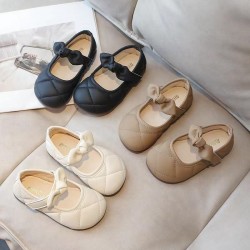 Cream Leather Ribbon Ballerina Shoes