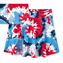 Place Red Blue Tie Dye Skort
