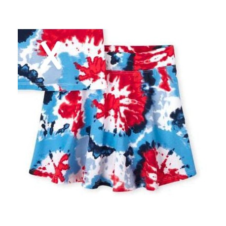 Place Red Blue Tie Dye Skort
