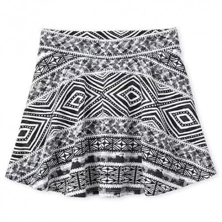 Place Black Pattern Skort