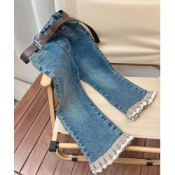 Brown Ruffles Denim Pants (no belt)