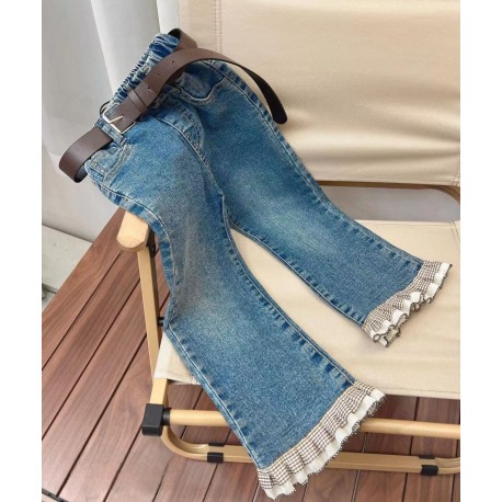 Brown Ruffles Denim Pants (no belt)