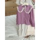 Purple Wavy Lace Collar Top