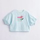 Light Blue Pretty Puffy Sleeve Crop Top
