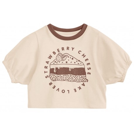 Strawberry Cheesecake Puffy Sleeve Crop Top