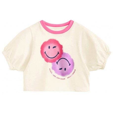 Cream Emoji Puffy Sleeve Crop Top