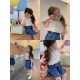 Bear Bunny Bus Top Set Denim Skirt