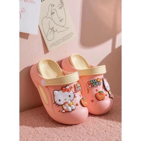 Peach Yellow Hell0 K1tty Clogs Sandals