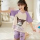 Cream Purple Kur0mi Short Set