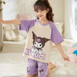 Cream Purple Kur0mi Short Set