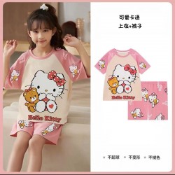 Cream Pink Hell0 K1tty Short Set