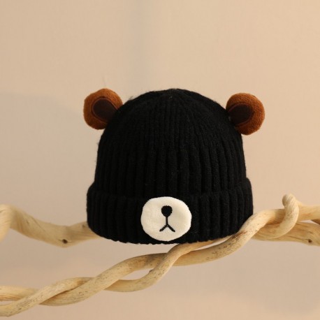 Black Bear Knit Beanie Hat