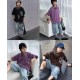 Purple Square T-Shirt Set Denim Pants