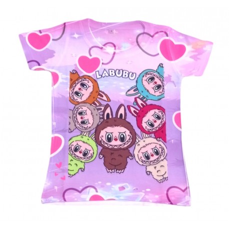 Pink Heart L@bubu Heart Printed T-Shirt