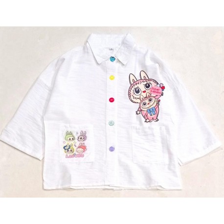 White L@bubu Ribbon Shirt